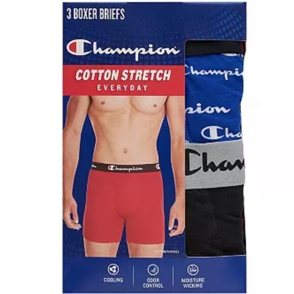 Men's Champion 3-Pack Cotton Stretch Boxer Briefs - Picture 2 of 3